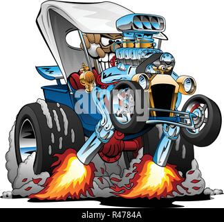 Custom T-bucket Roadster Hotrod Cartoon Vector Illustration Stock Vector