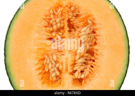 ripe cantaloupe melon with seeds Stock Photo