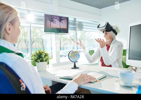 Using VR glasses for visualization of travel tour Stock Photo
