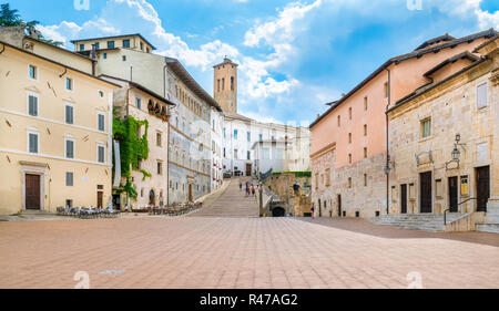 Scenic sight in Duomo Square in Spoleto. Umbria, central Italy. Stock Photo