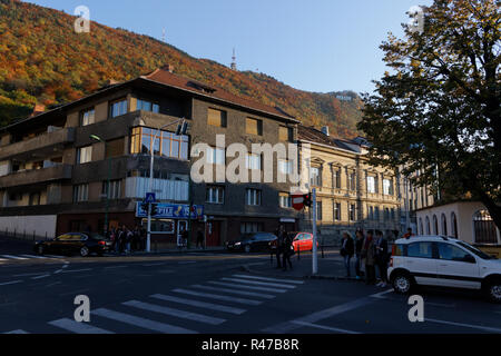 Street in Brasov, Romania during autumn Stock Photo