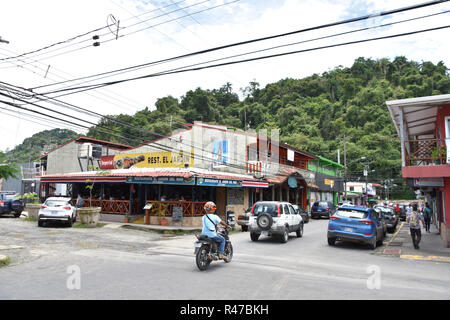 Typical street scene in Quepos, Costa Rica Stock Photo