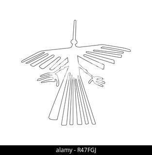 Nazca Peru bird ancient geoglyph symbol illustration Stock Photo