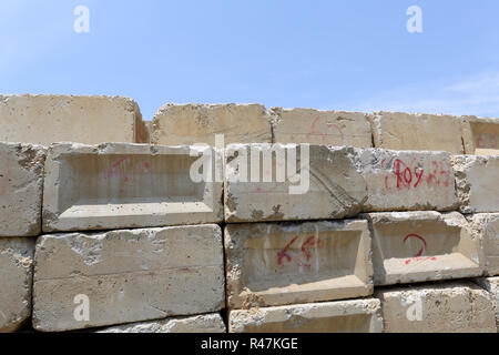 Stack of old concrete blocks Stock Photo