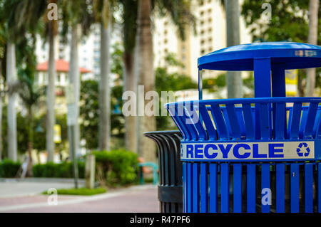 Blue Recycle Bin Stock Photo