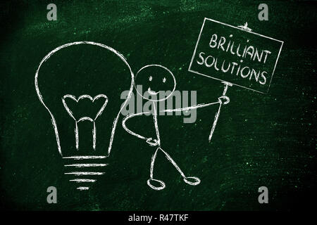 man with ideas and knowledge promoting brilliant solutions Stock Photo