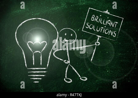 man with ideas and knowledge promoting brilliant solutions Stock Photo