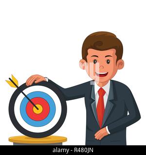 A vector illustration of Businessman with Bullseye Target Stock Vector