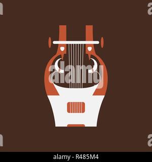 Cithara flat vector icon. Folk music instrument Stock Vector