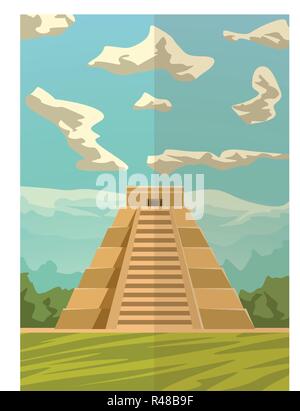 maya piramyd image 01 Stock Vector
