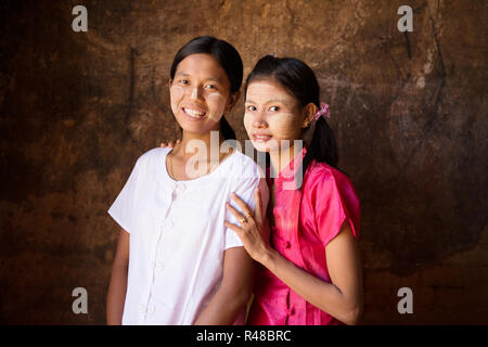 Two young Myanmar female Stock Photo