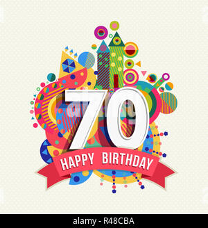 Happy birthday 70 year greeting card poster color Stock Photo