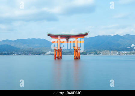 Floating Torii of Itsukushima Shrine in Hiroshima, Japan Stock Photo