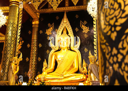 Phra Buddha Chinnarat at Phra Si Rattana Mahathat temple ,Phitsanulok Province, Thailand. ( Temple open to public to watch. Allowed to take photos in the temple. no restriction in copy or use.) Stock Photo