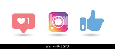 Social media color icons on white background Stock Vector