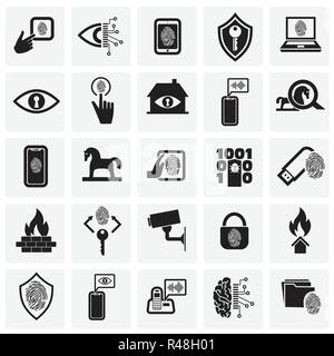 Cyber security icons set on background for graphic and web design, Modern simple vector sign. Internet concept. Trendy symbol for website design web button or mobile app. Stock Vector
