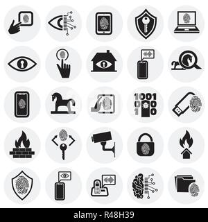 Cyber security icons set on background for graphic and web design, Modern simple vector sign. Internet concept. Trendy symbol for website design web button or mobile app. Stock Vector
