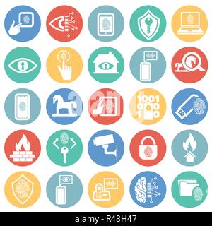 Cyber security icons set on background for graphic and web design, Modern simple vector sign. Internet concept. Trendy symbol for website design web button or mobile app. Stock Vector