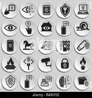 Cyber security icons set on background for graphic and web design, Modern simple vector sign. Internet concept. Trendy symbol for website design web button or mobile app. Stock Vector