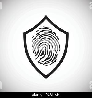 Finger print security on shield on white background for graphic and web design, Modern simple vector sign. Internet concept. Trendy symbol for website design web button or mobile app. Stock Vector