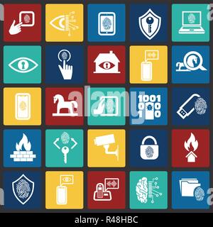Cyber security icons set on background for graphic and web design, Modern simple vector sign. Internet concept. Trendy symbol for website design web button or mobile app. Stock Vector