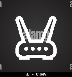 Wi-fi hub router on black background for graphic and web design, Modern simple vector sign. Internet concept. Trendy symbol for website design web button or mobile app. Stock Vector