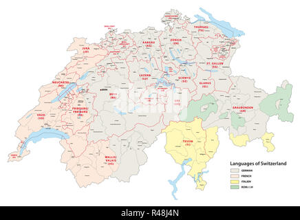 languages of switzerland map Stock Photo