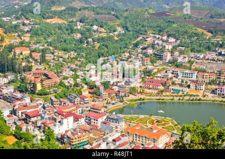 Cityscape of Sapa town in Vietnam Stock Photo