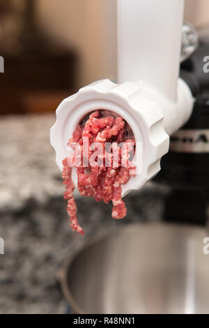 homemade ground beef (minced beef) being prepared in a home kitchen Stock Photo