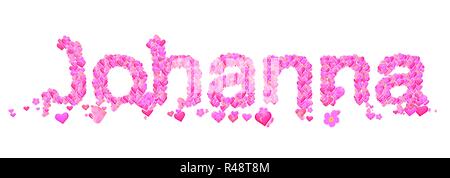 Johanna female name set with hearts type design Stock Photo