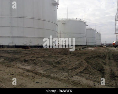 Storage tanks for petroleum products Stock Photo