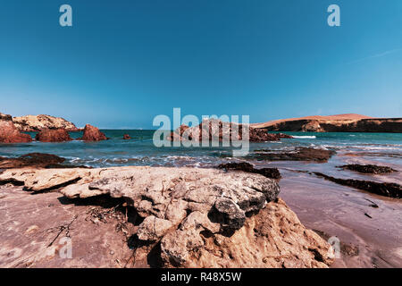 View of a beach of sand and stones in the reserve of paracas Stock Photo
