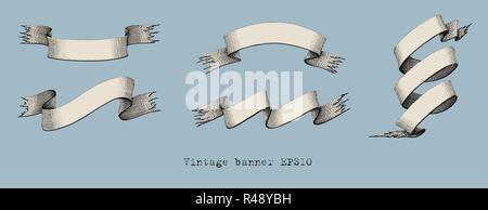 Vintage banners hand drawing engraving illustration Stock Vector