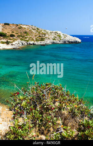 Kolymbia beach with the rocky coast in Greece Stock Photo - Alamy