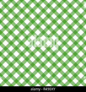 Green argyle seamless pattern background. Irish or St. Patrick theme. Diamond shapes with dashed lines. Simple flat vector illustration. eps10 Stock Vector
