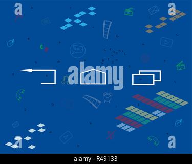 Smartphone with different applications, apps, on-line services, software, music, games. Stock Vector