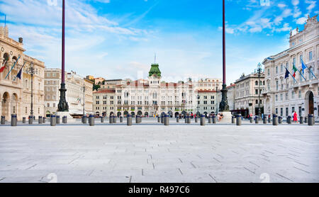 Piazza Unita d'Italia in the city center of Trieste, Friuli-Venezia Giulia, Italy Stock Photo