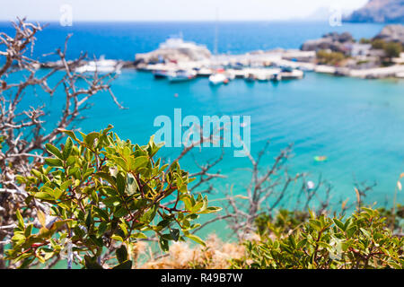 Kolymbia beach with the rocky coast in Greece Stock Photo - Alamy