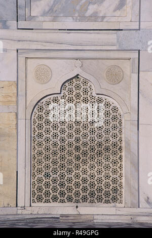 Marble screen around Cenotaphs, Taj Mahal, Agra, Uttar Pradesh, India, Asia Stock Photo