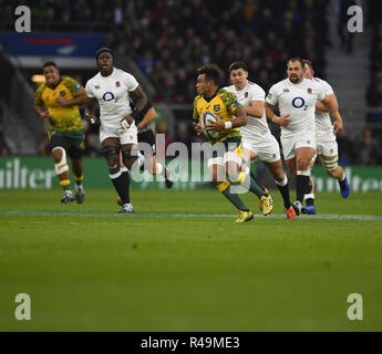 Australia's Will Genia seen in action during the England v Australia Quilter Internationals at the Twickenham in London. ( Final score; England 37:18 Australia) Stock Photo