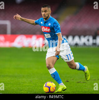 Adam Ounas of SSC Napoli seen in action during the SSC Napoli vs A.C. Chievo Serie A football match at the San Paolo Stadium. (Final score; SSC Napoli 0:0 Chievo ) Stock Photo