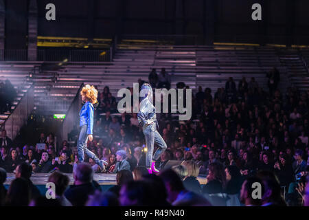 Bologna, Italy.  25th November, 2018. Models and hairstylists of ALFAPARF performs hairstyle show on catwalk in theatre. The only Italian event dedicated to hairstylists is going to welcome 12.000 hairstylists.  GoneWithTheWind/Alamy Live News Stock Photo