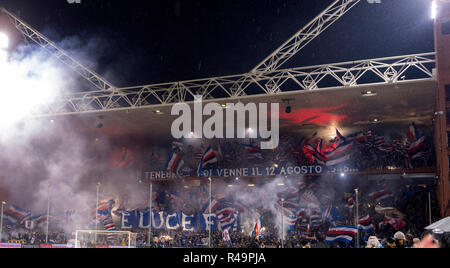 Genoa, Italy. 25th Nov, 2018. Supporters (Sampdoria) during the Italian 'Serie A' match between Genoa 1-1 Sampdoria at Luigi Ferraris Stadium on November 25, 2018 in Genova, Italy. Credit: Maurizio Borsari/AFLO/Alamy Live News Stock Photo