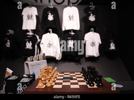 The College, London, UK. 26th Nov, 2018. 2018 World Chess Championship, round 12; general view of the items on sale at the Chess Shop Credit: Action Plus Sports/Alamy Live News Stock Photo