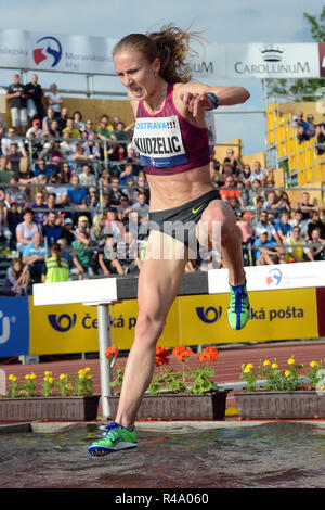 Ostrava, Czech Republic. 17th June, 2014. An athletes (Svetlana Kudzelis of Belorus) competes in the 30000 Metres Steeplechase Women at the Golden Spike (Zlata Tretra) athletic meeting IAAF in Ostrava, Czech Republic, June 17, 2014. Credit: Slavek Ruta/ZUMA Wire/Alamy Live News Stock Photo