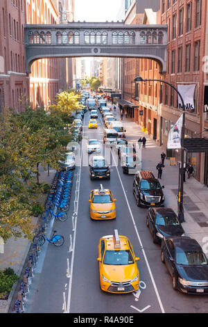West 15th Street skybridge or sky bridge photographed from the High Line, Chelsea Market, Chelsea, Manhattan, New York City, United States of America. Stock Photo