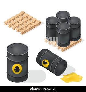 Isometric Oil Barrels Stock Vector