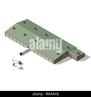 Isometric warehouse building. Stock Vector