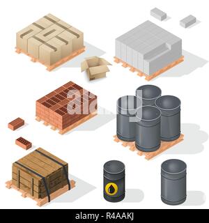 Construction Material Isometric Stock Vector