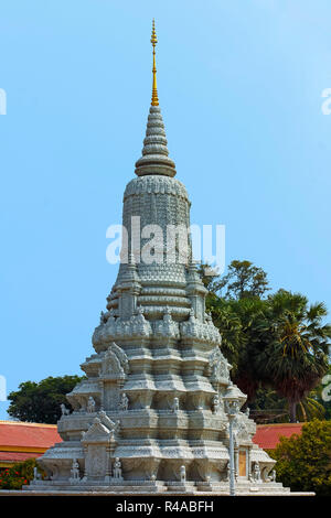 Stupa to a past king in the Royal Palace's Silver Pagoda complex; Royal Palace, City Centre, Phnom Penh, Cambodia Stock Photo